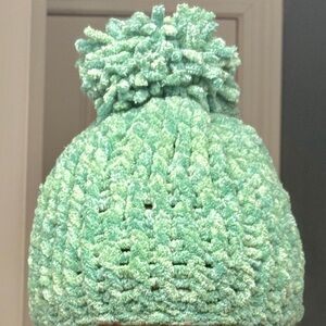 Cozy Mint Green Kids Pom-Pom Beanie